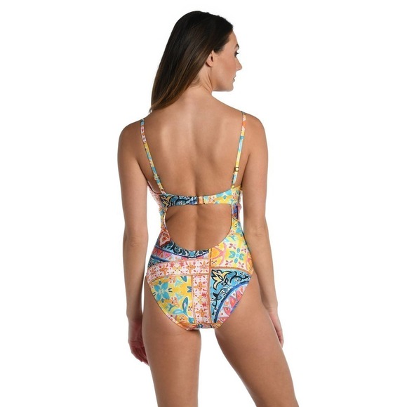 La Blanca Standard Twist Keyhole One Piece Swimsuit Multicolor Womens Size 6 NWT - Picture 2 of 10